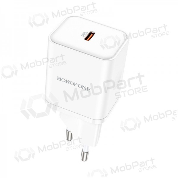 Laadija buitinis Borofone BN6 Type-C PD+QC3.0 20W, valged