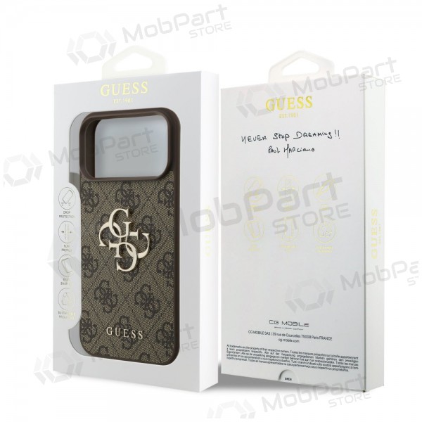 Apple iPhone 17 Pro Max ümbris - Guess PU 4G Metal Logo (pruun)