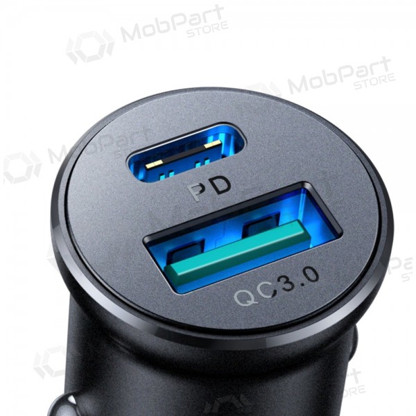 Laadija automobilinis Joyroom CCN05 USB-C/USB-A 30W mustad