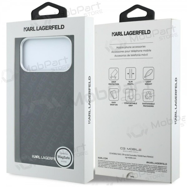 Apple iPhone 18 Pro ümbris - Karl Lagerfeld PU Grained Allover Semi Wrap MagSafe (must)