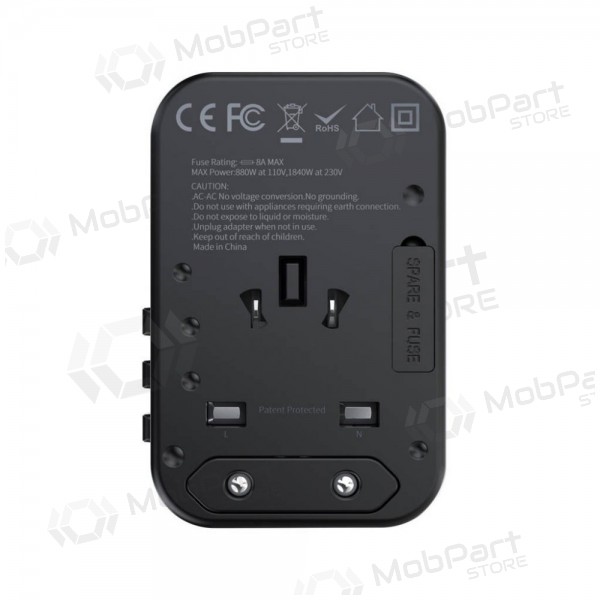 Universaalne kelioninis laadija Choetech PD5009 65W 2xUSB-C/USB-A mustad