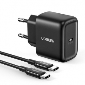 Laadija buitinis Ugreen CD250 USB-C 25W + USB-C cable 2.0m mustad