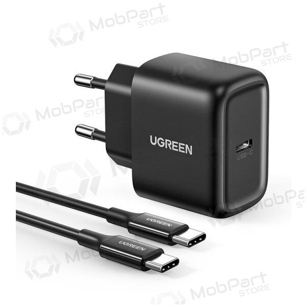 Laadija buitinis Ugreen CD250 USB-C 25W + USB-C cable 2.0m mustad