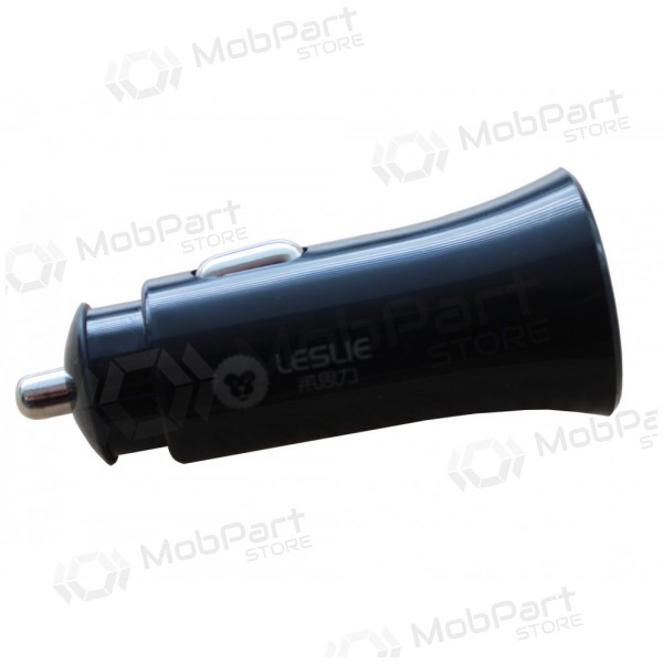 Laadija automobilinis Leslie C18 2 USB 2.4A (1A+2A) (mustad)
