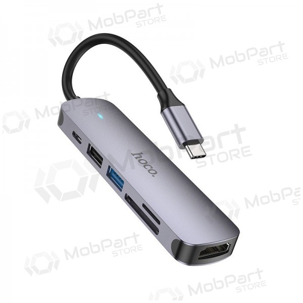 USB-C adapter Hoco HB28 USB-C kuni HDMI + USB 3.0 + USB 2.0 + SD + TF + PD hall