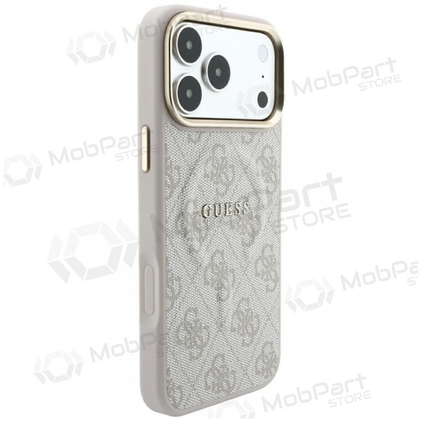 Apple iPhone 18 Pro ümbris - Guess PU Leather 4G Gold Frame Embossed MagSafe (roosa)