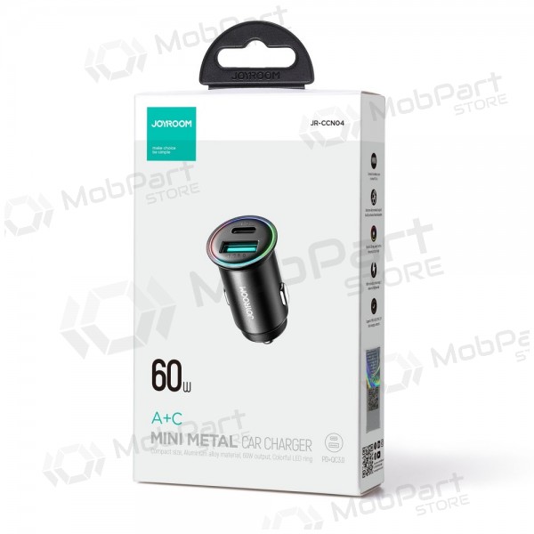 Laadija automobilinis Joyroom JR-CCN04 USB-C/USB-A 60W mustad