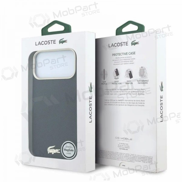 Apple iPhone 18 Pro Max ümbris - Lacoste PU Leather Champs Elysees Gold Logo MagSafe (must)