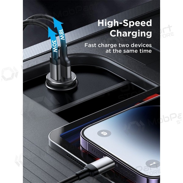 Laadija automobilinis Joyroom CCN05 USB-C/USB-A 30W mustad