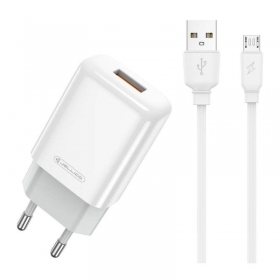 Laadija buitinis Jellico EU01 2.4A USB + MicroUSB valged