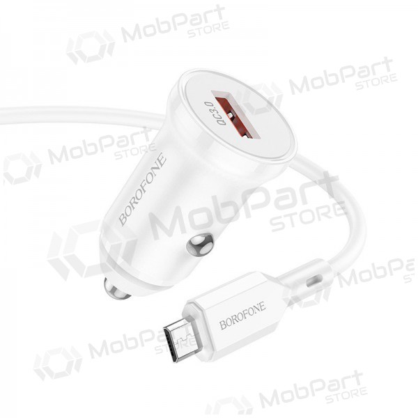 Laadija automobilinis Borofone BZ18 Quick Charge 3.0 18W + MicroUSB (valged)