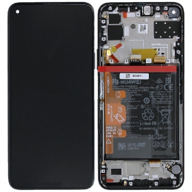 Huawei P40 Lite 5G ekraan (mustad) (koos raamiga ja patarei / aku) (service pack) (originaalne)