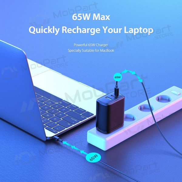 Laadija Dux Ducis C110 2xPD + Quick Charge 3.0 (mustad)