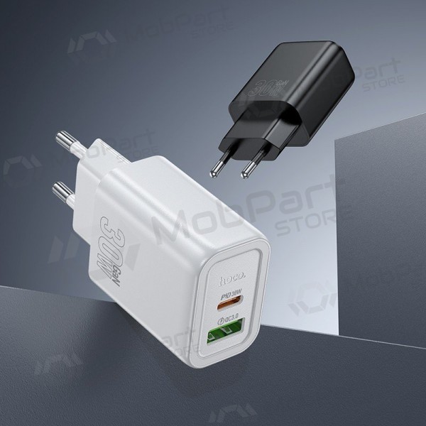 Telefoni laadija Hoco N63 30 W GaN USB-C + USB-A must