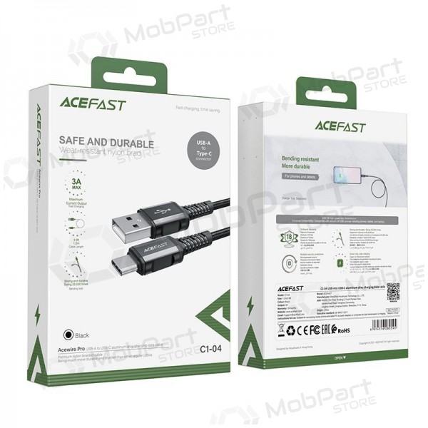 USB kaabel Acefast C1-04 USB-A to USB-C 1.2m mustad