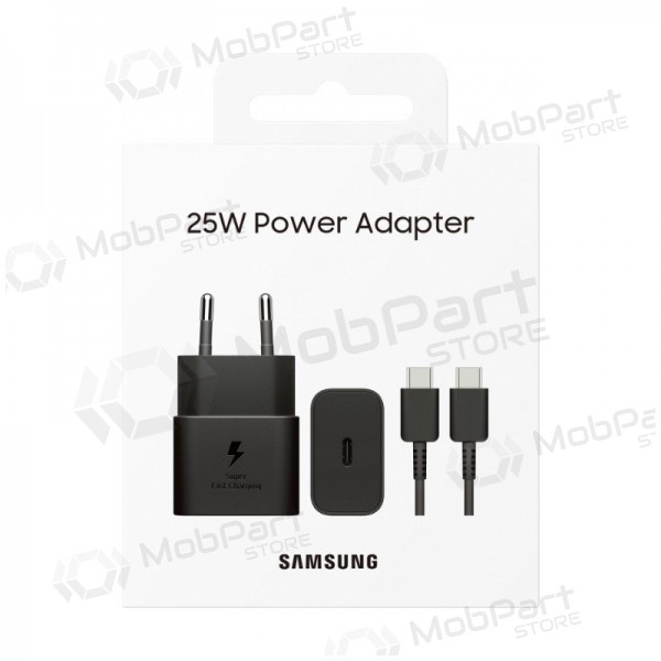Laadija originaalne Samsung EP-T2510XBEGEU 25W + USB-C kaabel pakendis mustad