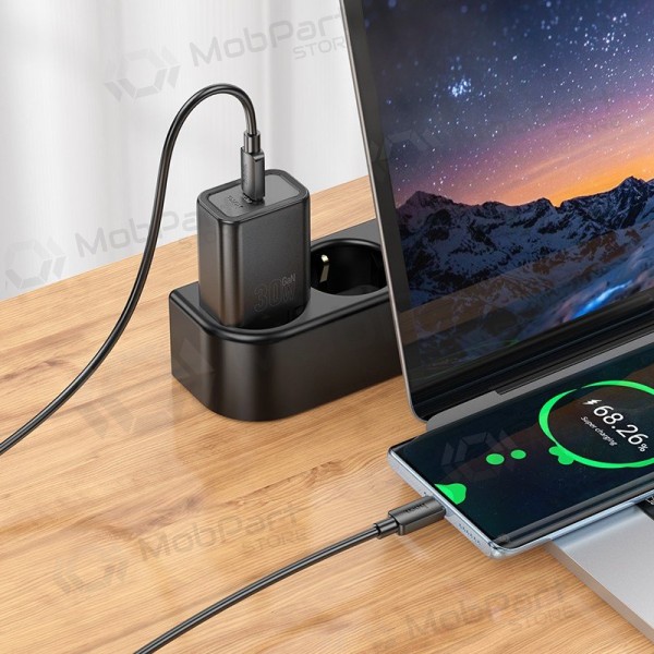 Telefoni laadija Hoco N62 GaN USB-C koos USB-C kaabliga 1 m must