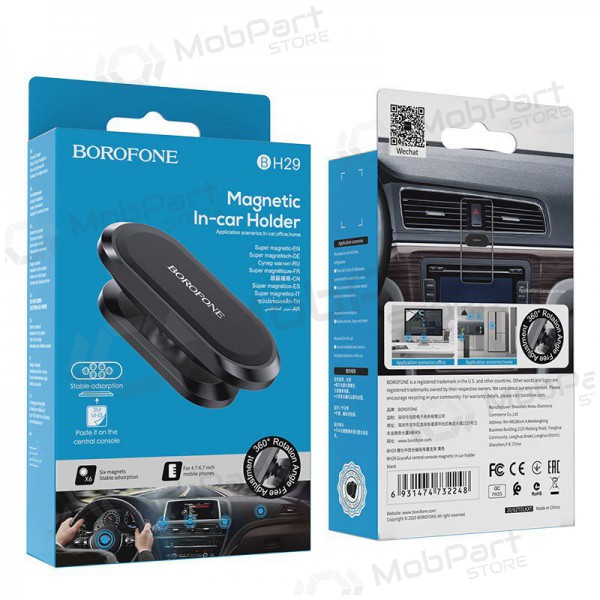 Automobilinis Universaalne telefono laikiklis Borofone BH29 klijuojamas ant panelės, magnetinis, mustad
