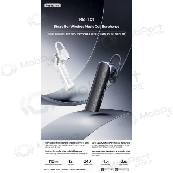 Bluetooth käed-vabad peakomplekt Remax RB-T01 Bluetooth must