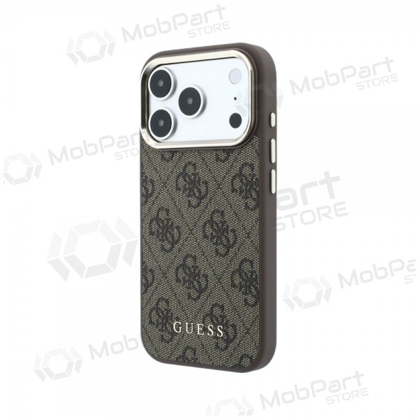 Apple iPhone 18 Pro ümbris - Guess PU Leather 4G Gold Frame MagSafe (pruun)
