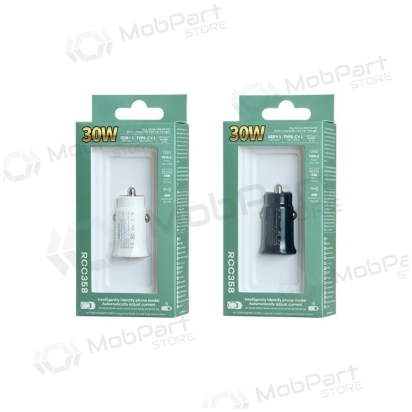 Autolaadija Remax RCC358 30W USB-C/USB-A mustad
