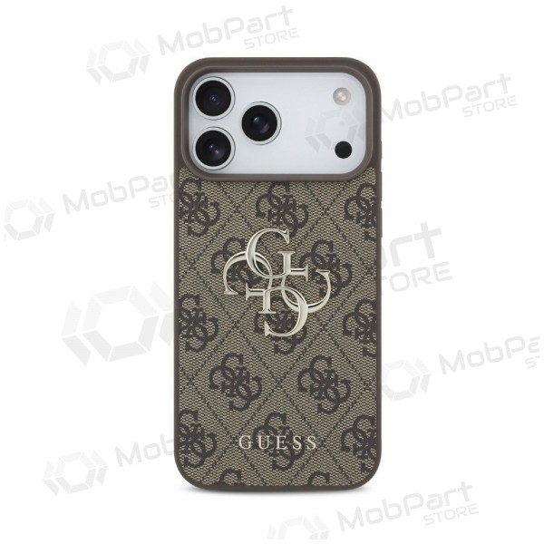 Apple iPhone 18 Pro ümbris - Guess PU 4G Metal Logo (pruun)
