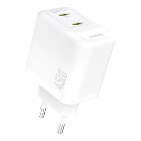 Telefoni laadija Dudao A28P 45 W GaN 2x USB-C valge