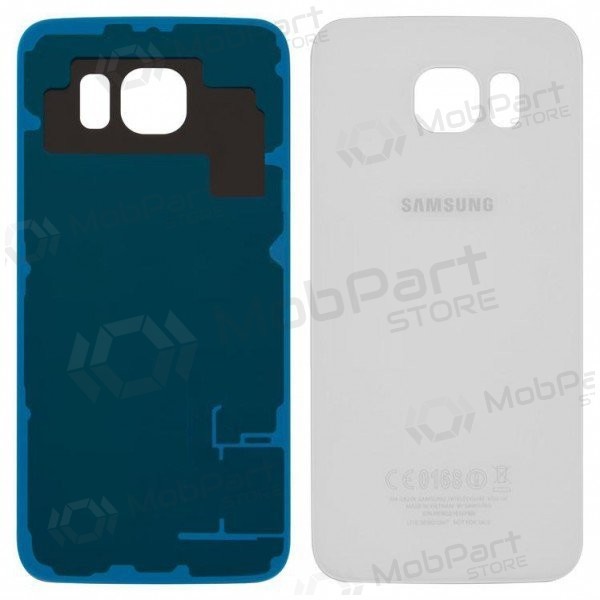 Samsung G920F Galaxy S6 patareipesade kaas (tagakaas) valged (white pearl) (kasutatud grade B, originaalne)
