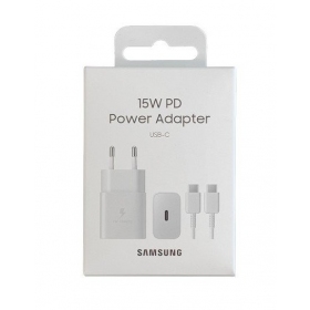 Laadija originaalne Samsung EP-T1510XWEGEU 15W + kaabel Type-C 1m pakendis valged