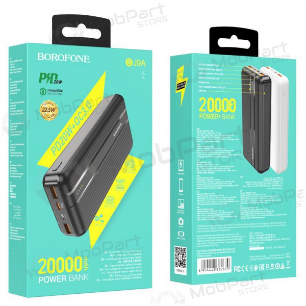 Väline patarei / aku Power Bank Borofone BJ9A Type-C PD+Quick Charge 3.0 (3A) 20000mAh must