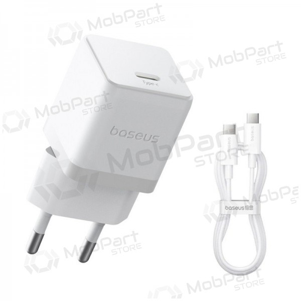 Laadija Baseus Palm 20W USB-C + USB-C to USB-C cable 1.0m valged P10111602213-01