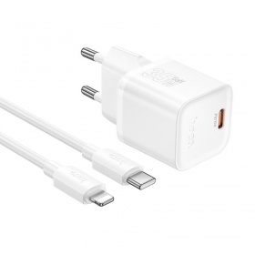 Telefonilaadija Hoco N66 35 W GaN USB-C + USB-A koos Lightning kaabliga 1 m valge