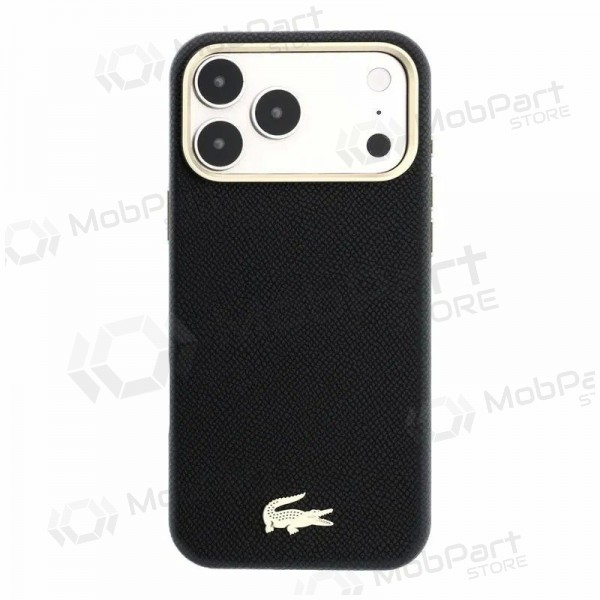Apple iPhone 18 Pro Max ümbris - Lacoste PU Leather Champs Elysees Gold Logo MagSafe (must)