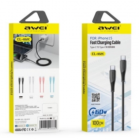 USB kaabel Awei CL-182C USB-C to USB-C 1.0m valged