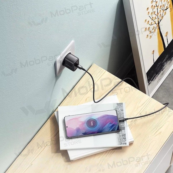 Laadija buitinis Ugreen CD250 USB-C 25W + USB-C cable 2.0m mustad