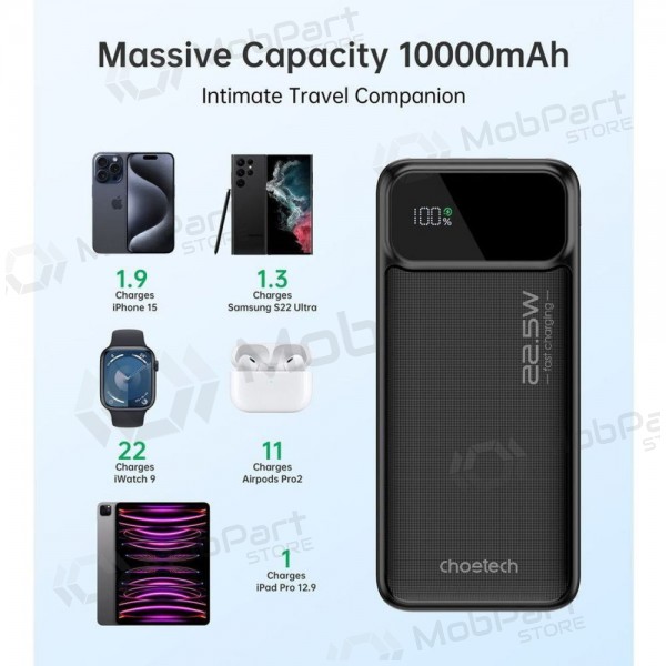 Väline patarei / aku Power Bank Choetech B728 22.5W 10000mAh must Väline patarei / aku Power Bank Choetech B728 22.5W 10000mAh must
