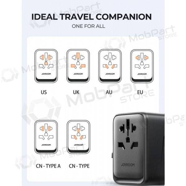 Universaalne kelioninis laadija Joyroom JR-TCW01 3xUSB-A/USB-C mustad