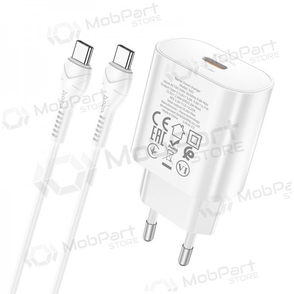 Laadija buitinis Hoco N22 Jetta PD25W + Type-C valged