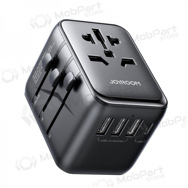 Universaalne kelioninis laadija Joyroom JR-TCW01 3xUSB-A/USB-C mustad