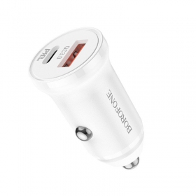 Laadija automobilinis Borofone BZ18A USB-A/Type-C PD20W+QC3.0 (valged)