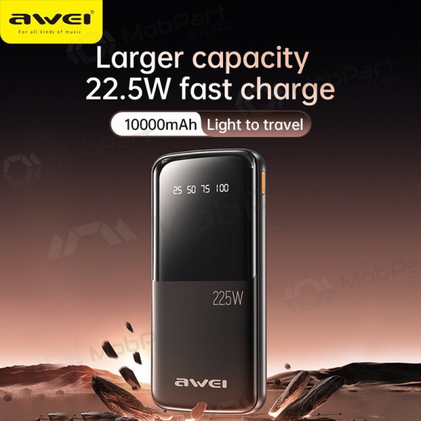 Väline patarei / aku Power Bank Awei P10K 22.5W 10000mAh must
