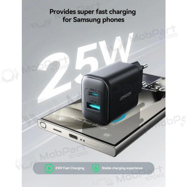 Laadija Joyroom JR-TCF13 USB-C/USB-A 25W mustad