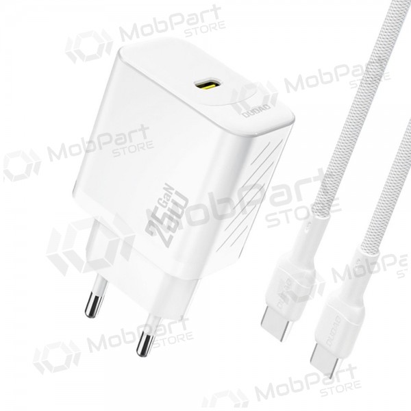 Laadija Dudao A27C GaN 25W USB-C + USB-C to USB-C kaabel 1.0m valge