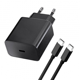 Telefonilaadija Blue Star 20 W USB-C koos USB-C kaabliga must
