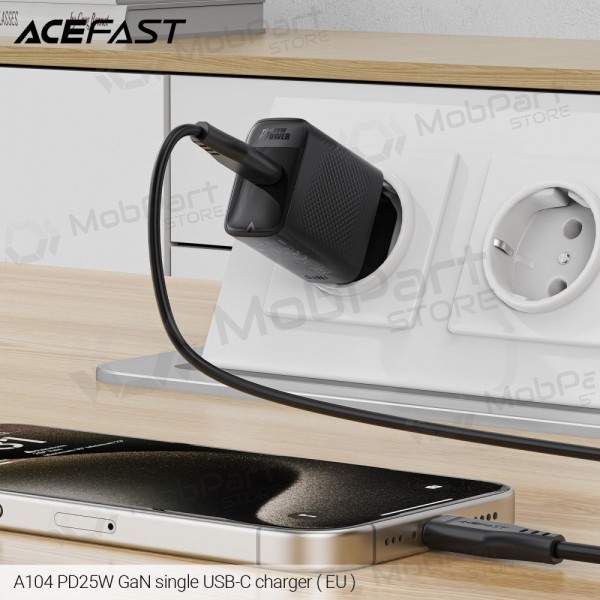 Telefoni laadija Acefast A104 25 W GaN USB-C must