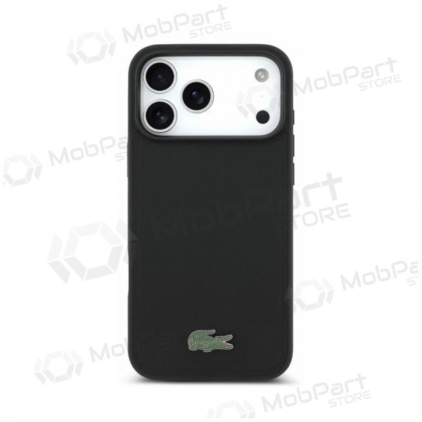 Apple iPhone 18 Pro ümbris - Lacoste PVC Petit Pique Semi Wrap Embossed MagSafe (must)