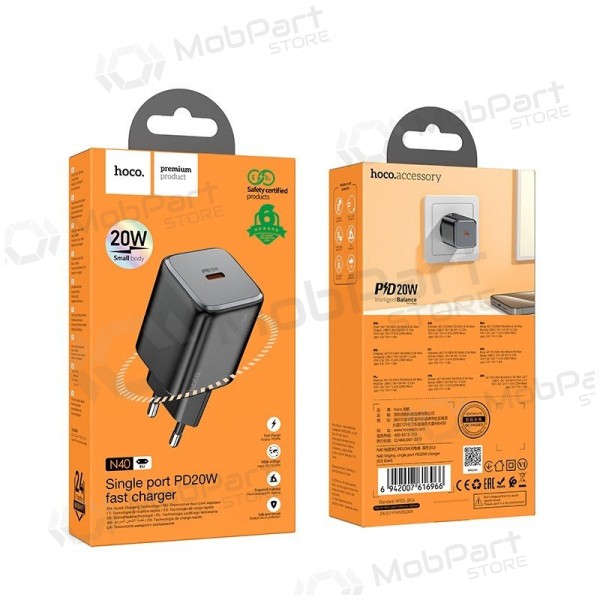 Laadija Hoco N40 USB-C PD20W mustad