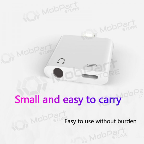 Adapter ADP15 iš Lightning į Lightning + 3,5mm (valged)