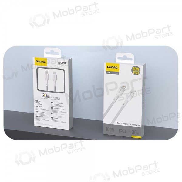 Lightning kaabel Dudao L9X USB-C to Lightning 2 m 30 W valge