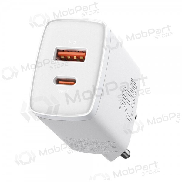 Laadija Baseus USB + Type-C 20W CCXJ-B02 (valged)